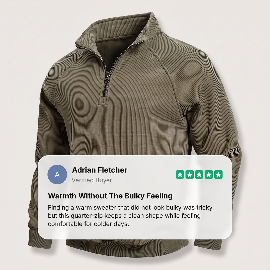 CLASSIC RIBBED HALF ZIP SWEATER