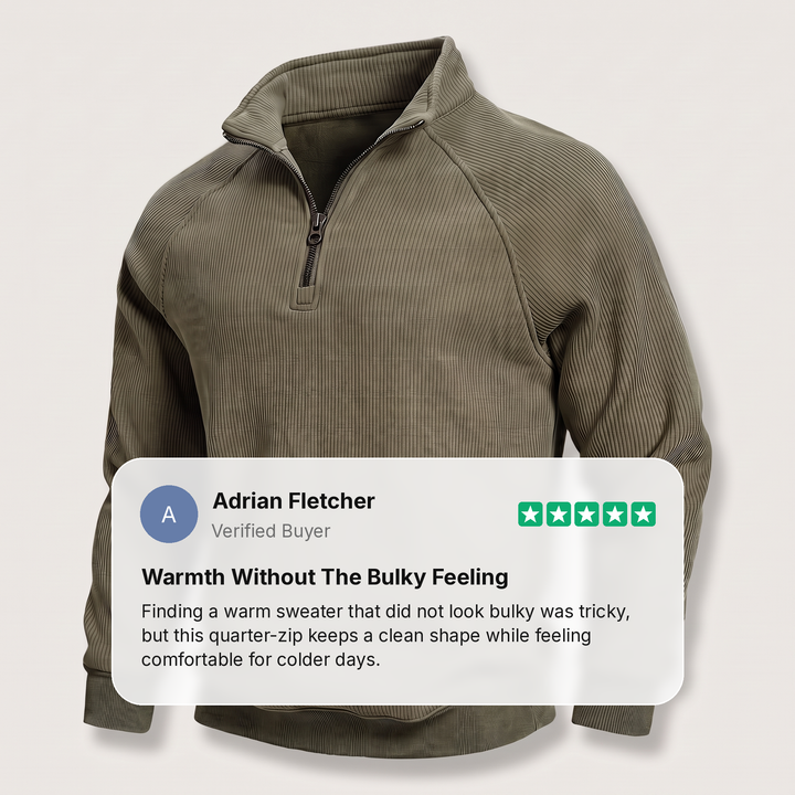 CLASSIC RIBBED HALF ZIP SWEATER