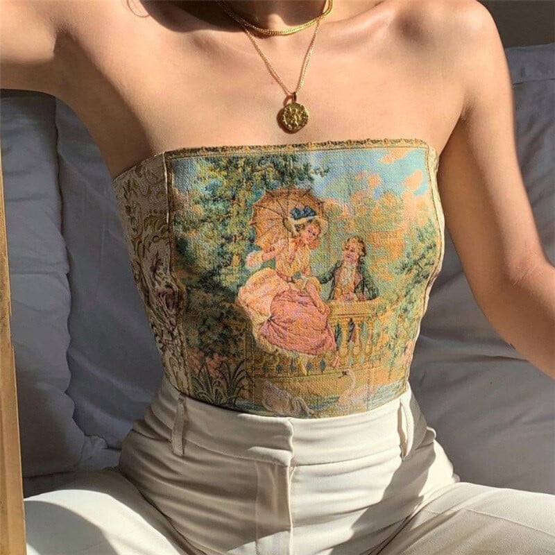 Aesthetic Embroidered Tube Top