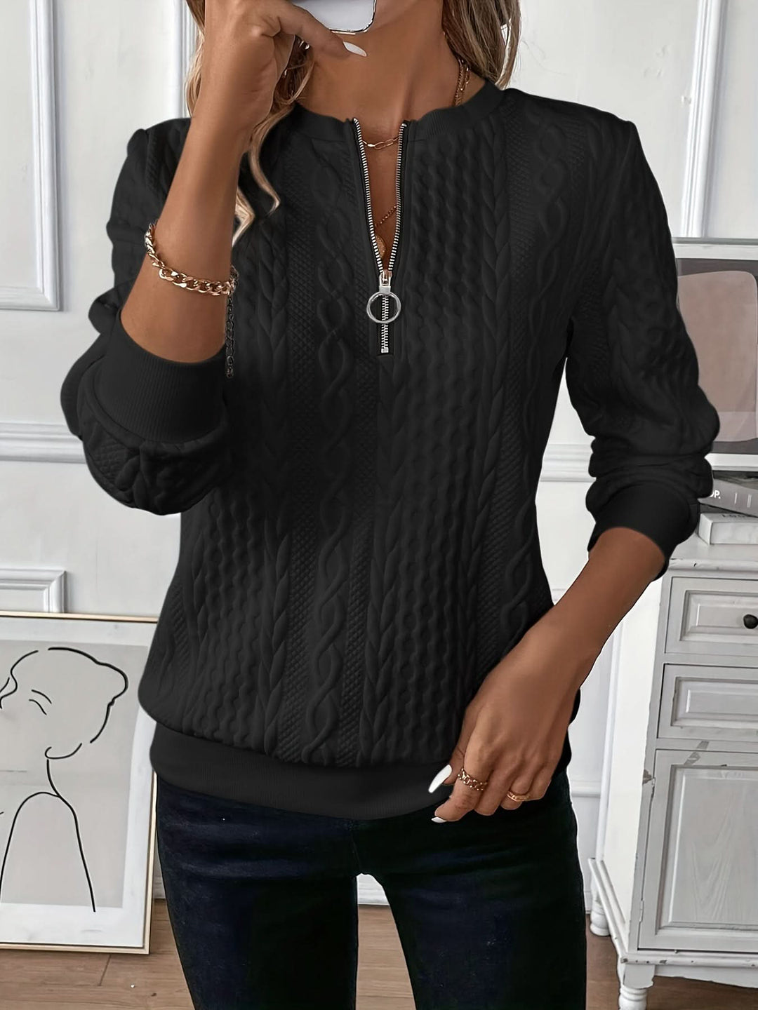 CEYRA CABLE ZIP SWEATER