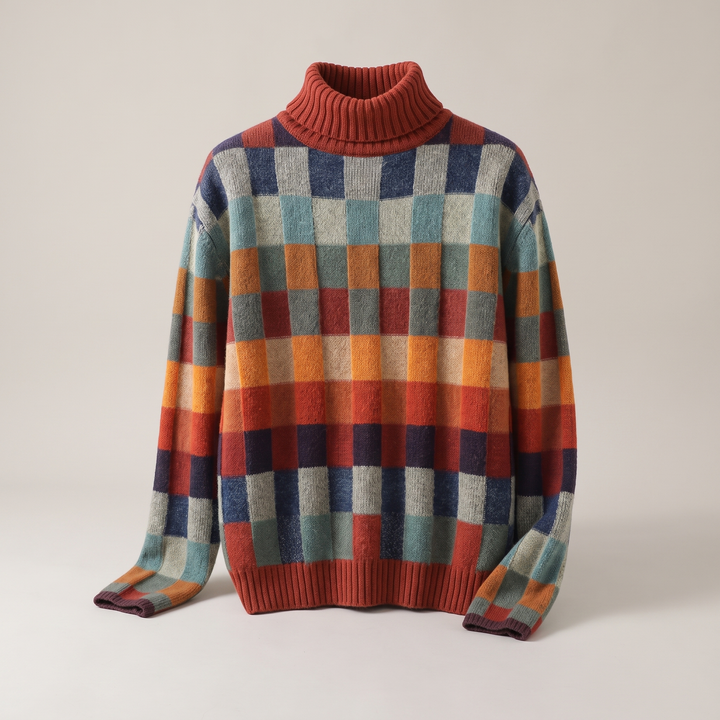 EMMA CHECKED MERINO SWEATER