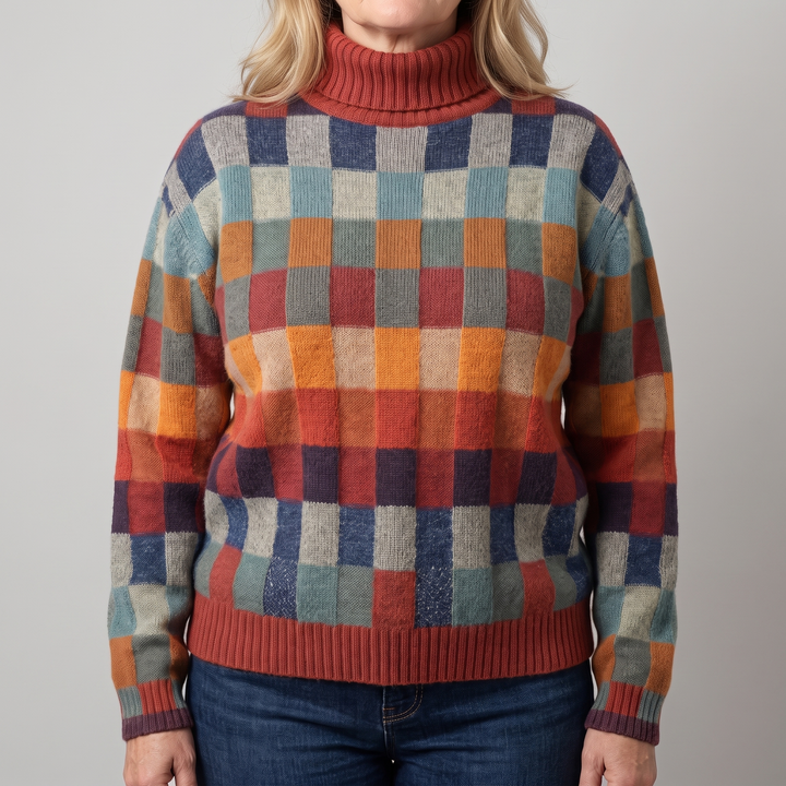 EMMA CHECKED MERINO SWEATER
