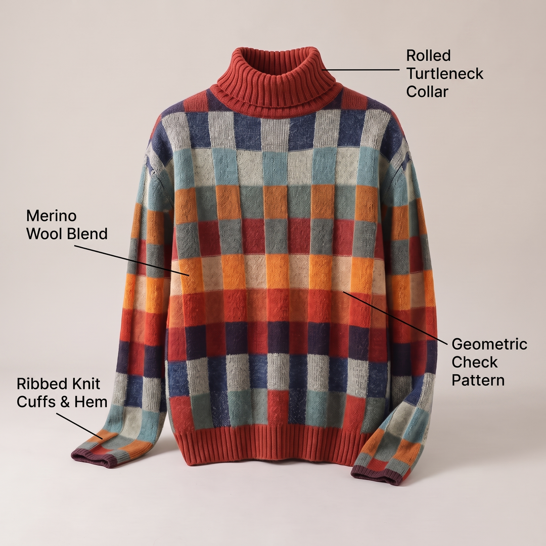 EMMA CHECKED MERINO SWEATER