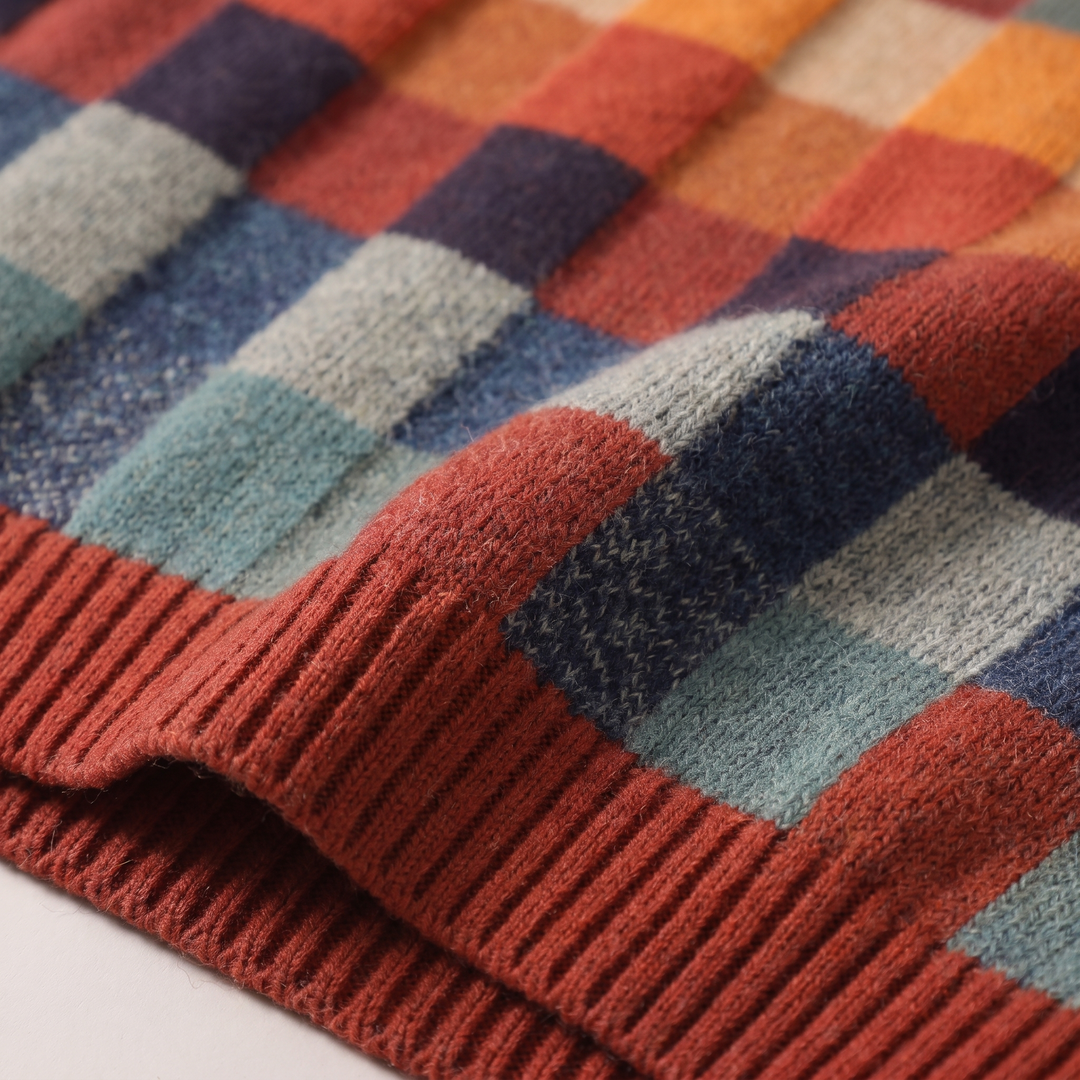 EMMA CHECKED MERINO SWEATER
