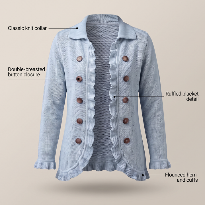 GRACEFUL RUFFLE DETAIL CARDIGAN