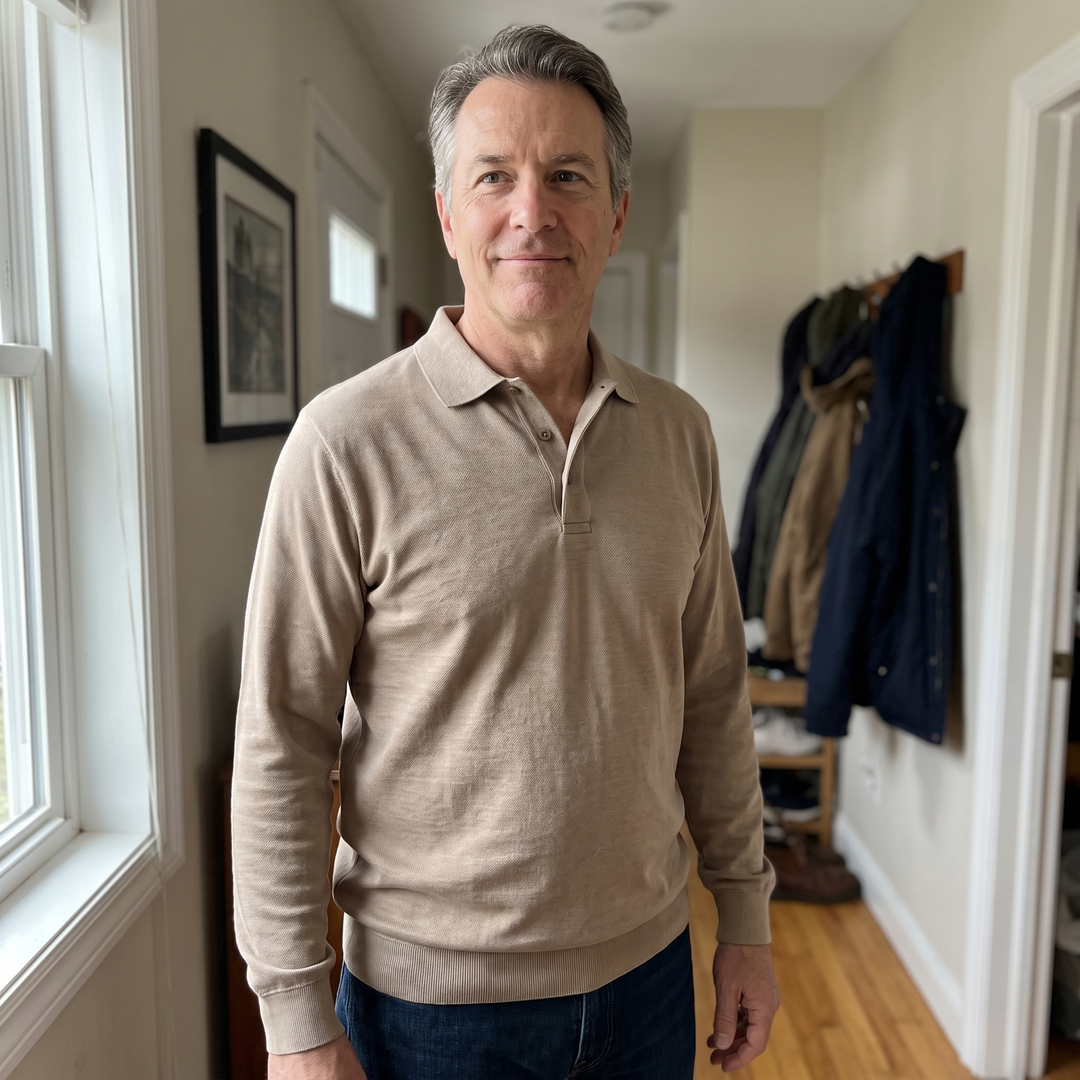 HERITAGE COTTON POLO SWEATER