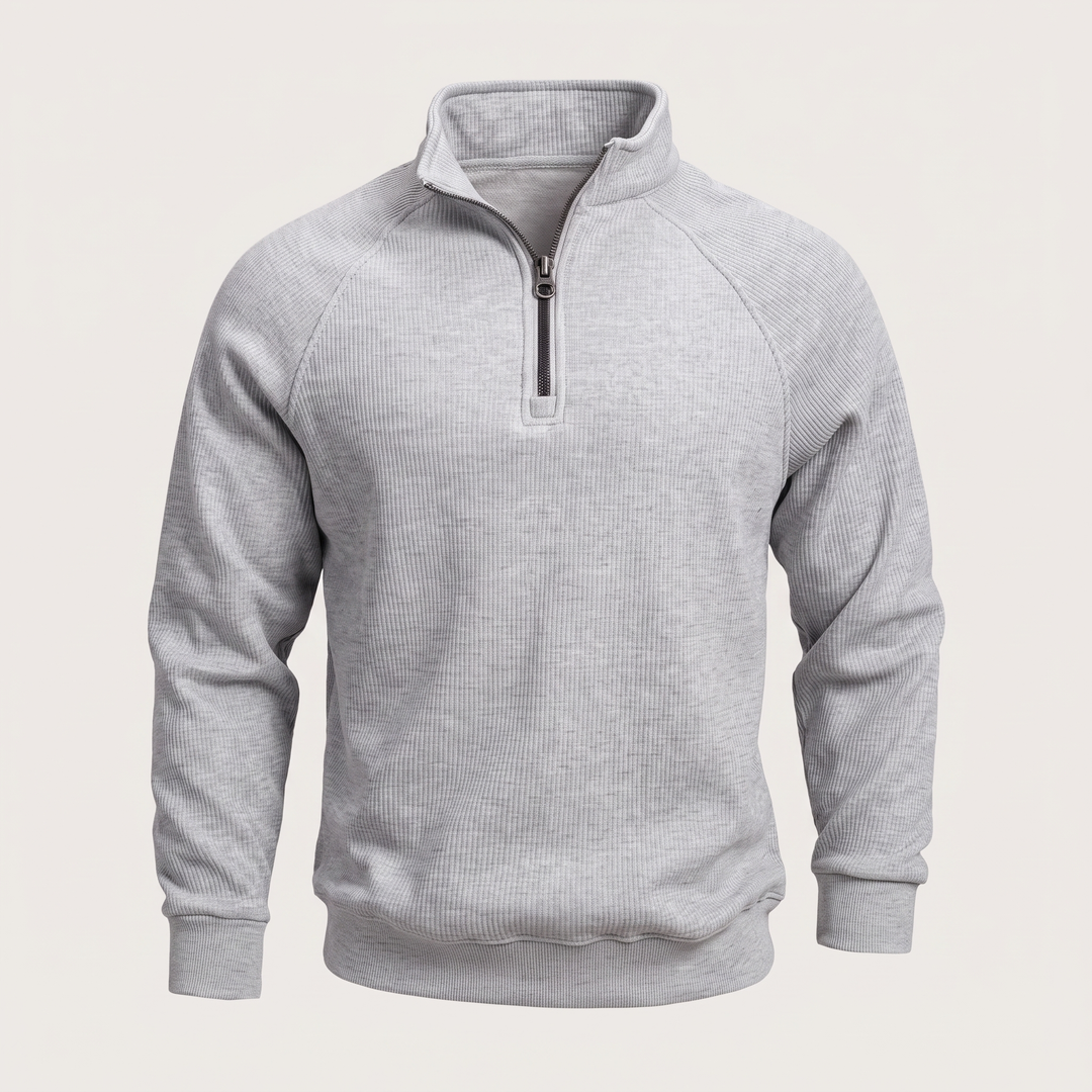 CLASSIC RIBBED HALF ZIP SWEATER
