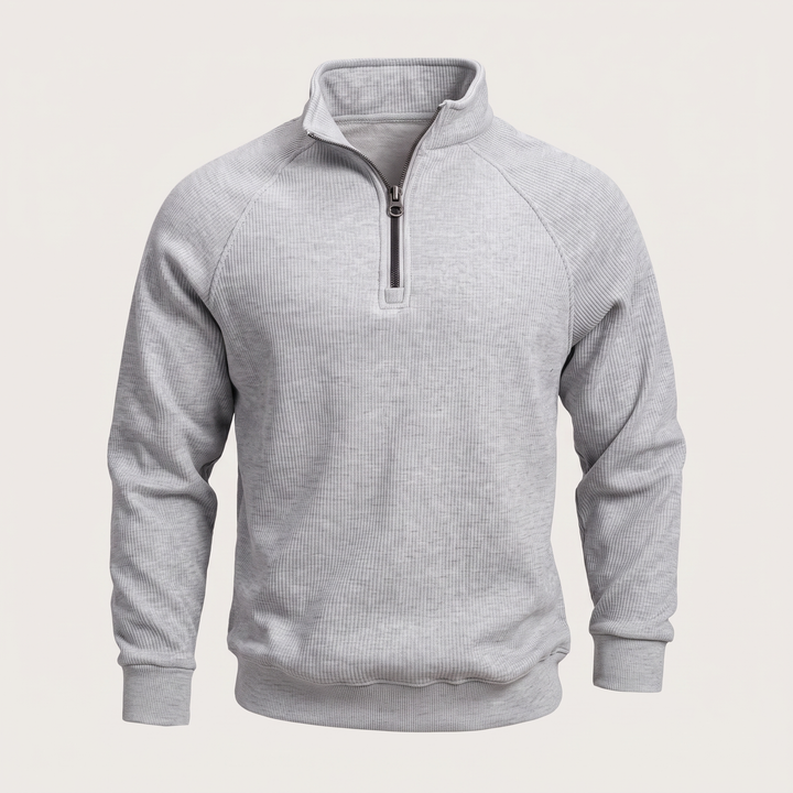 CLASSIC RIBBED HALF ZIP SWEATER