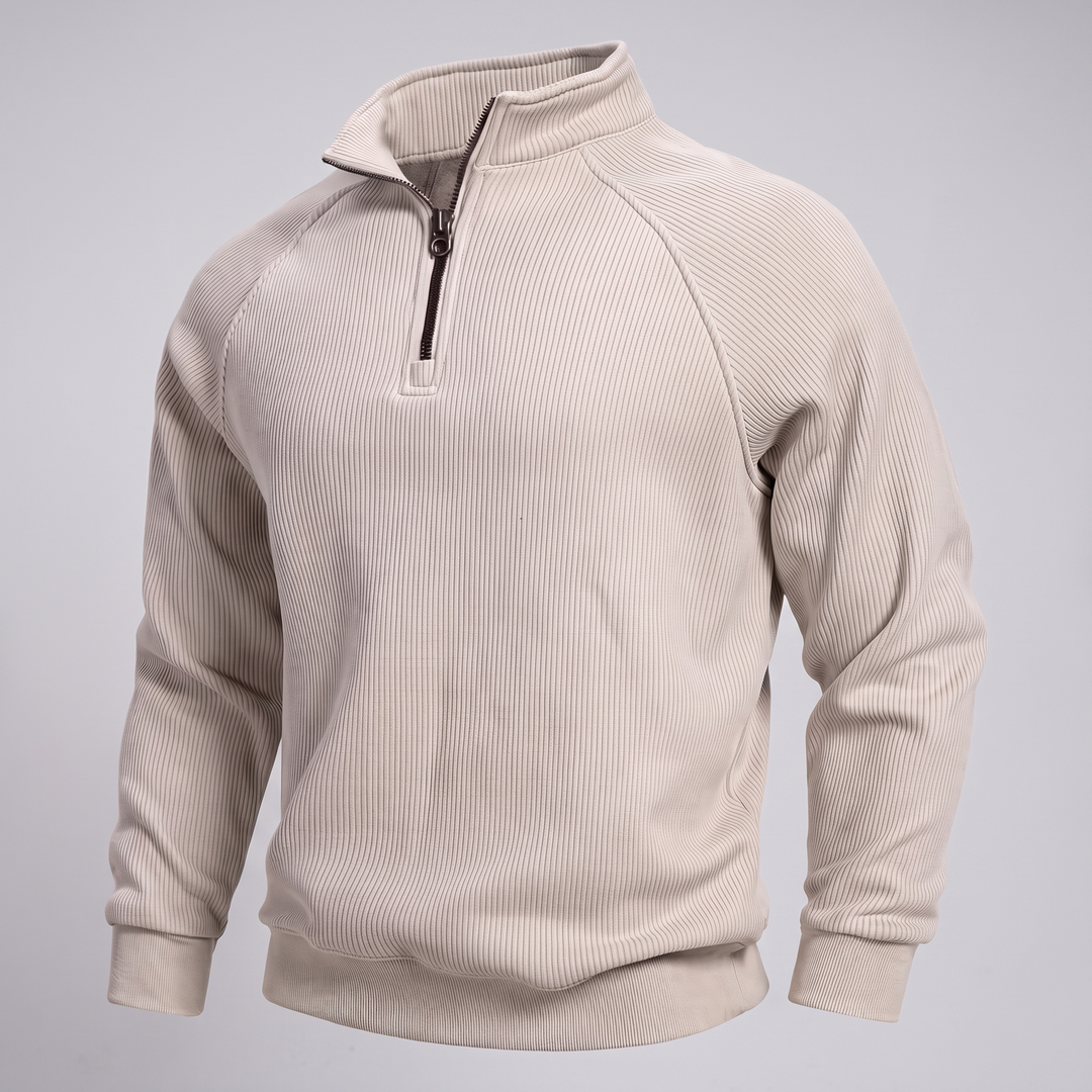 CLASSIC RIBBED HALF ZIP SWEATER