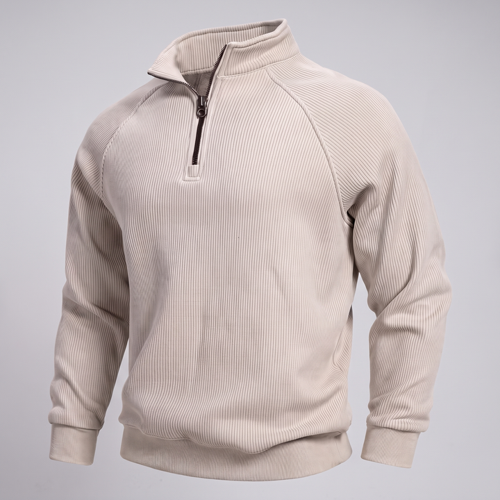 CLASSIC RIBBED HALF ZIP SWEATER