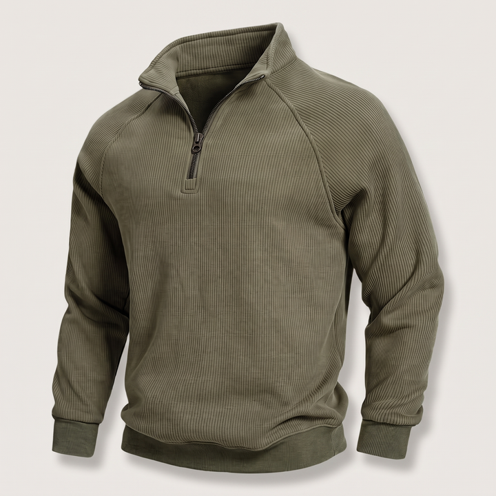 CLASSIC RIBBED HALF ZIP SWEATER