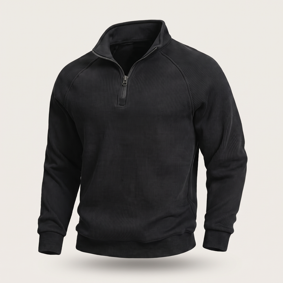 CLASSIC RIBBED HALF ZIP SWEATER