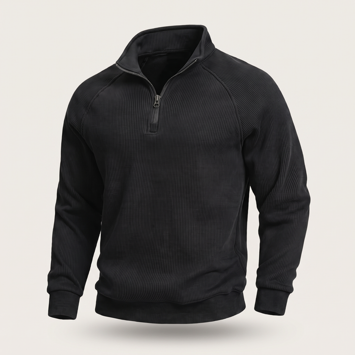 CLASSIC RIBBED HALF ZIP SWEATER