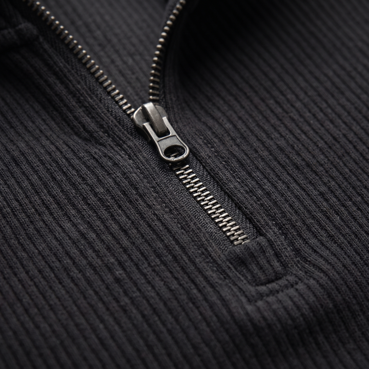 CLASSIC RIBBED HALF ZIP SWEATER