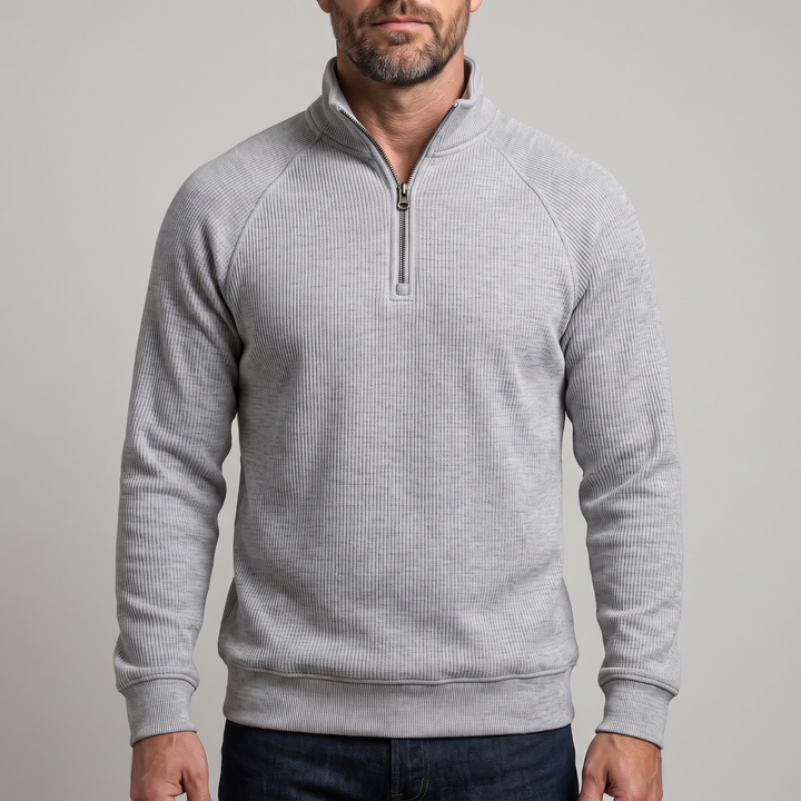CLASSIC RIBBED HALF ZIP SWEATER