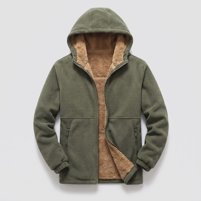 SHERPA LINED FLEECE HOODED JACKET