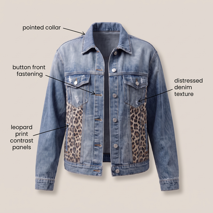 LEOPARD PANEL DENIM JACKET