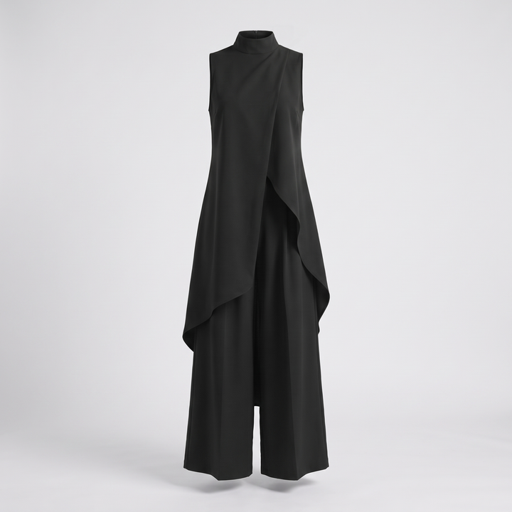 ELEGANT ASYMMETRIC WIDE LEG JUMPSUIT