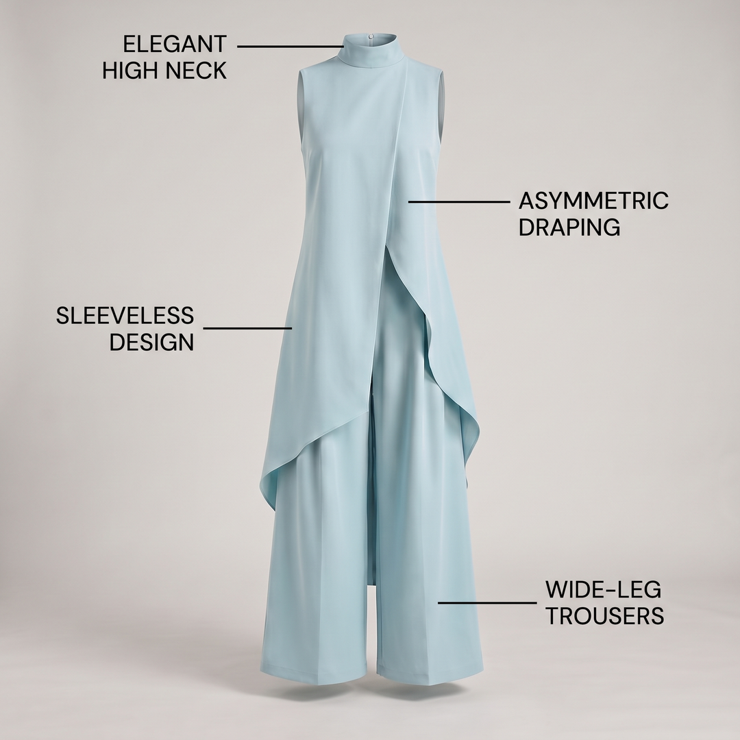 ELEGANT ASYMMETRIC WIDE LEG JUMPSUIT