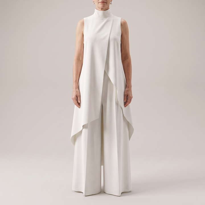 ELEGANT ASYMMETRIC WIDE LEG JUMPSUIT