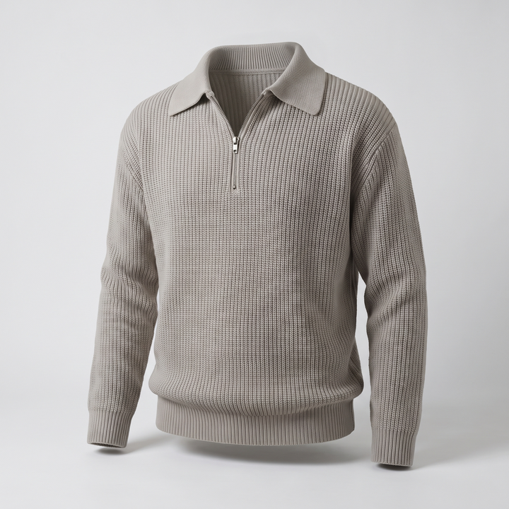 CLASSIC TEXTURED ZIP SWEATER
