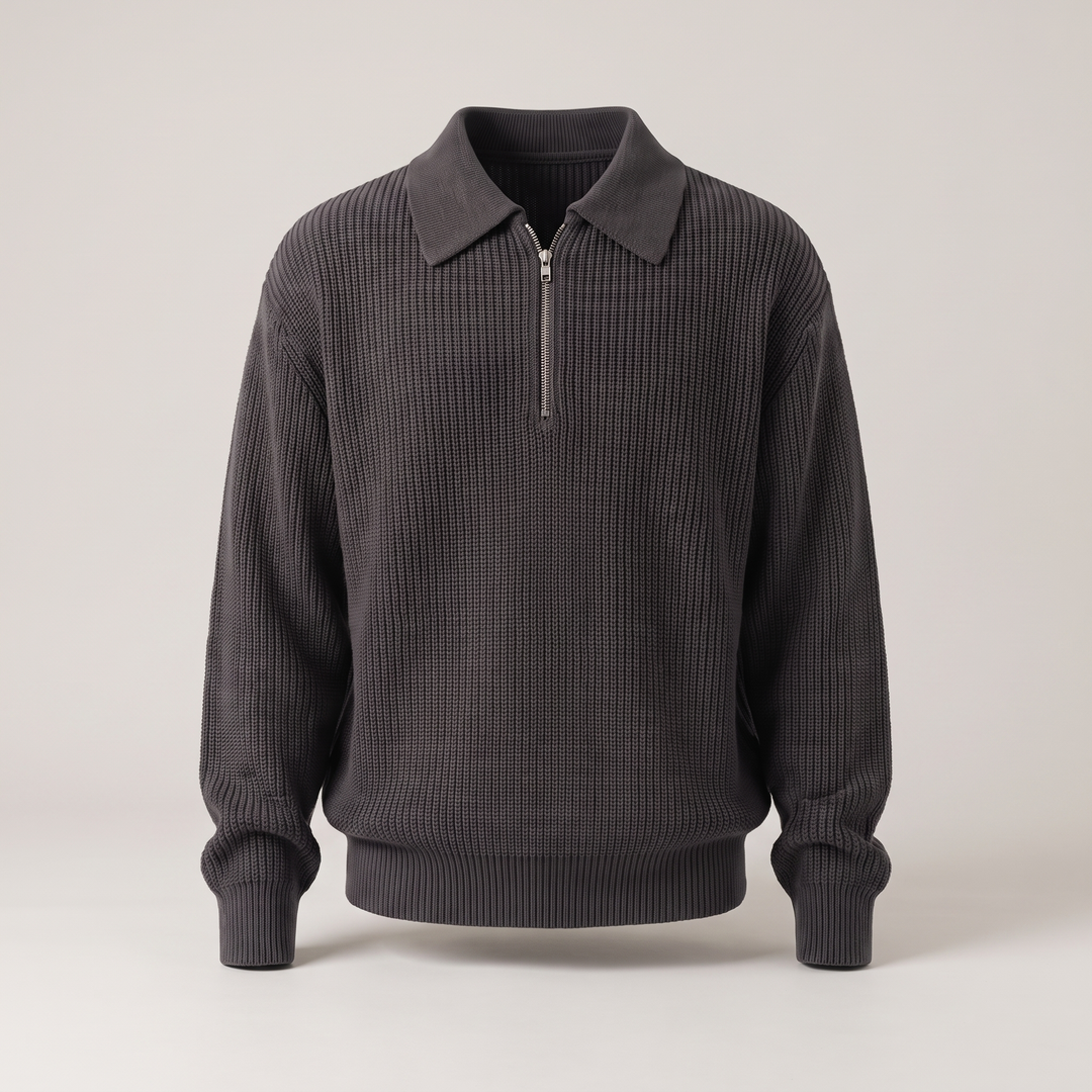 CLASSIC TEXTURED ZIP SWEATER