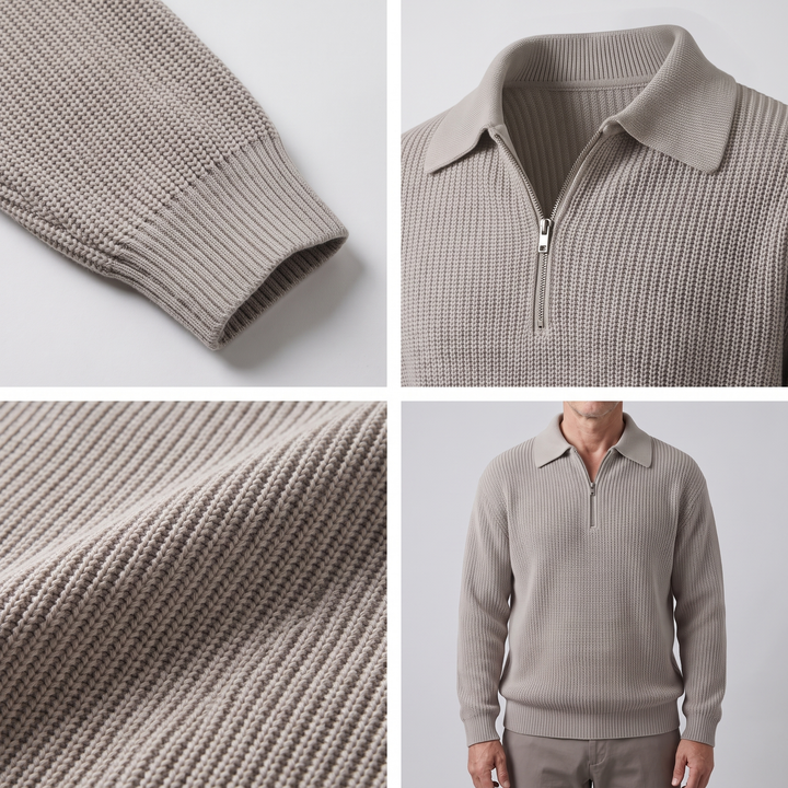 CLASSIC TEXTURED ZIP SWEATER