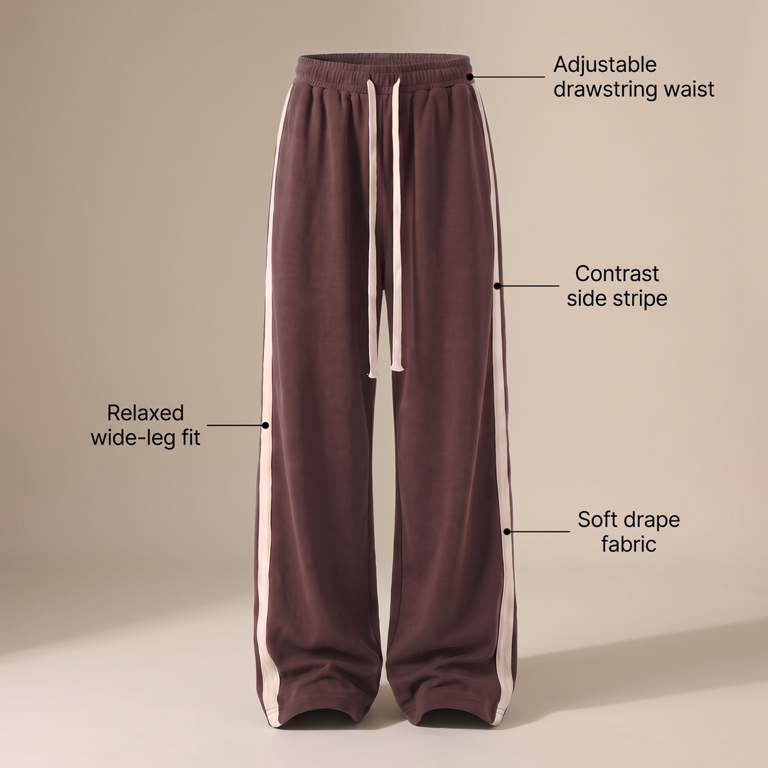 RELAXED WIDE LEG TRACK PANTS