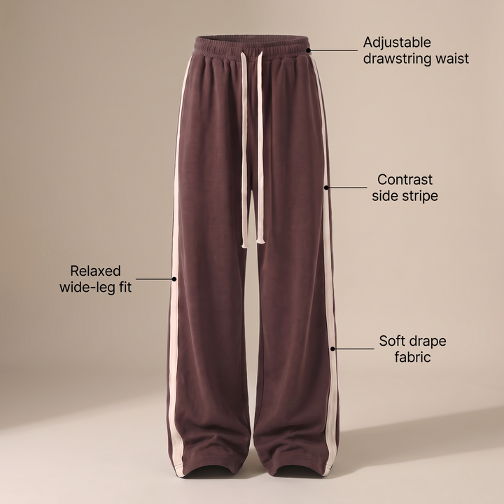 RELAXED WIDE LEG TRACK PANTS