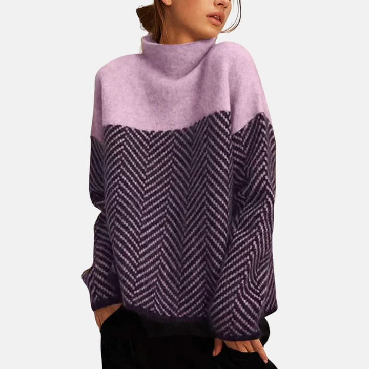 LILA HERRINGBONE KNIT SWEATER