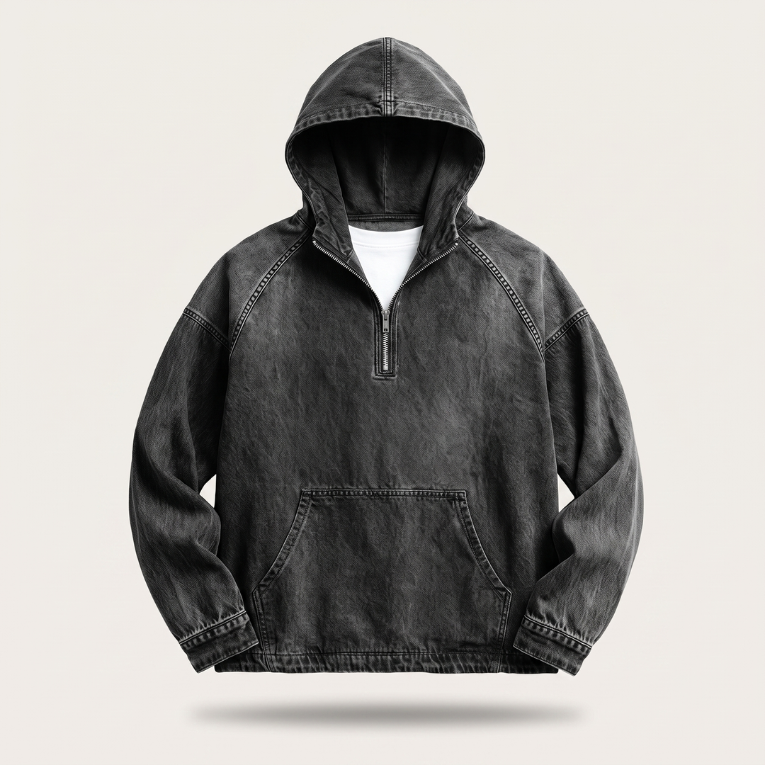 RIVINGTON HALF-ZIP DENIM JACKET