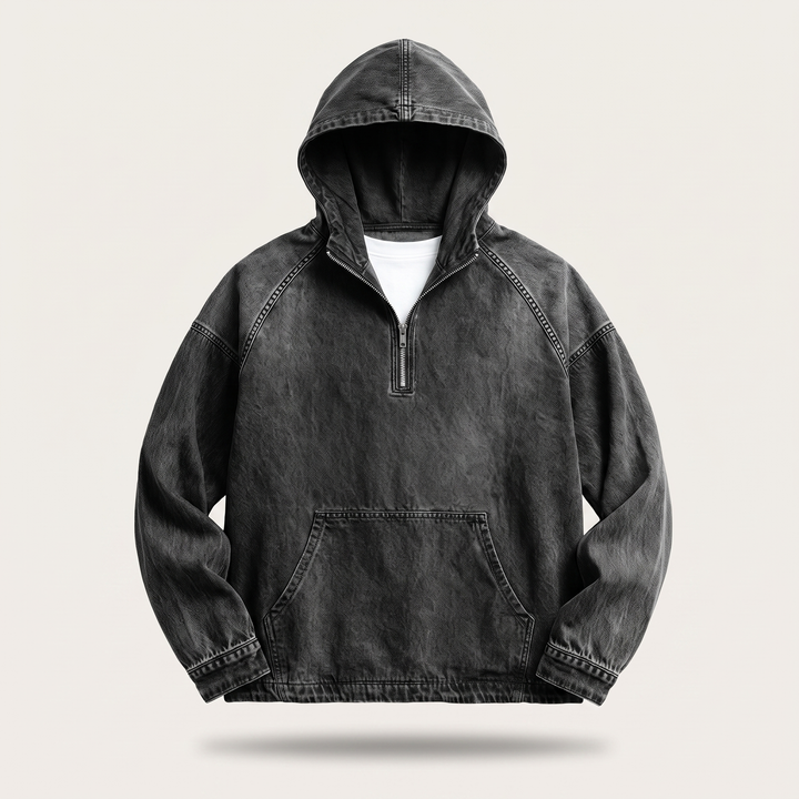 RIVINGTON HALF-ZIP DENIM JACKET