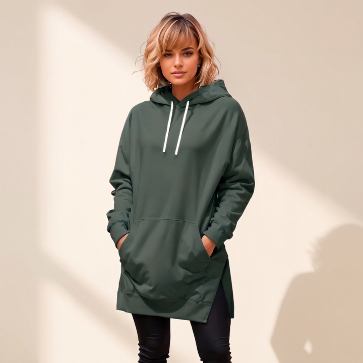 AVELMERE SOFT-FLEECE HOODIE DRESS