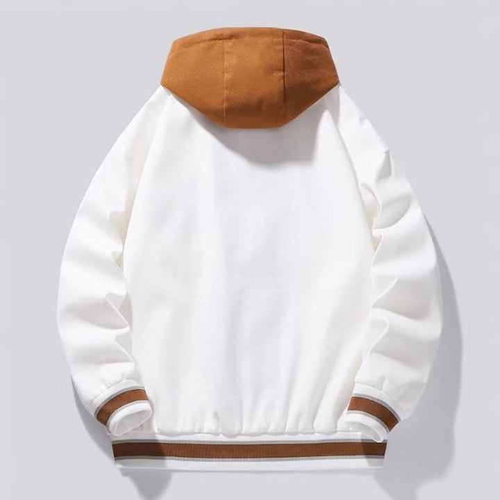 KINGSLEY HOODED VARSITY JACKET