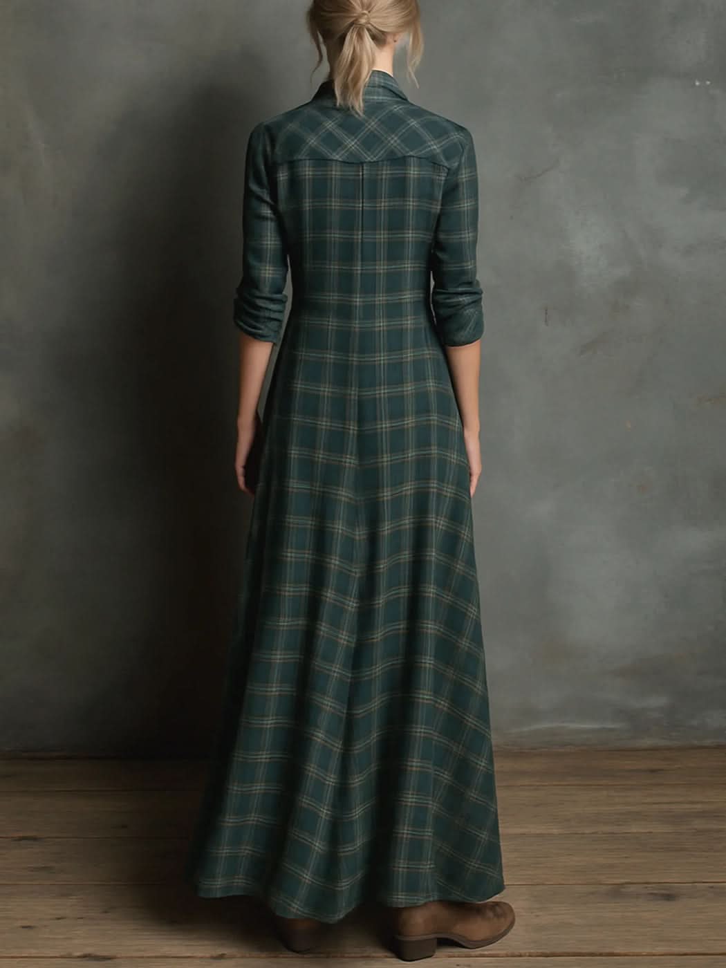 SERAPHINE GREEN-LAPEL DRESS