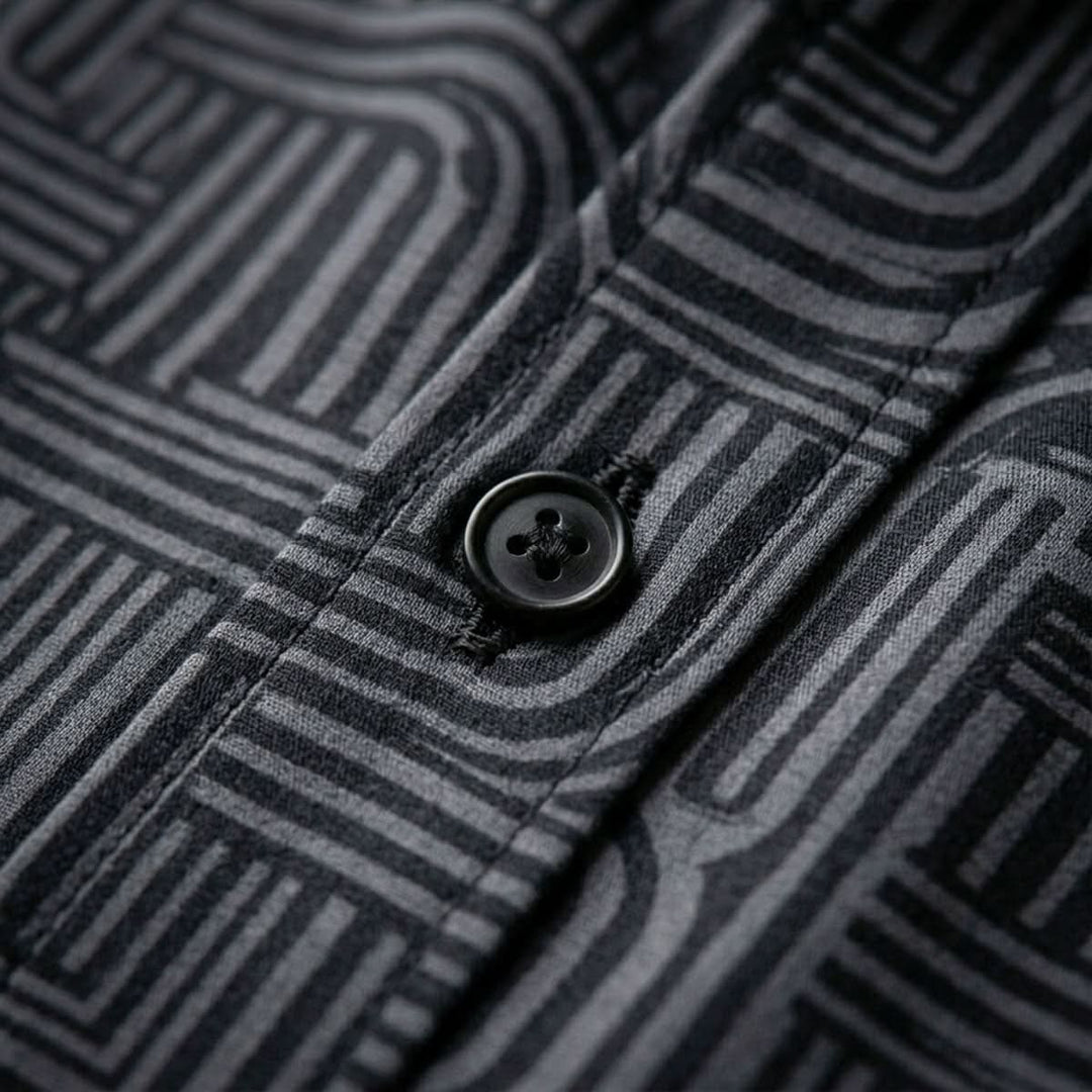 ASHFORD BLACK MAZE PATTERN SHIRT
