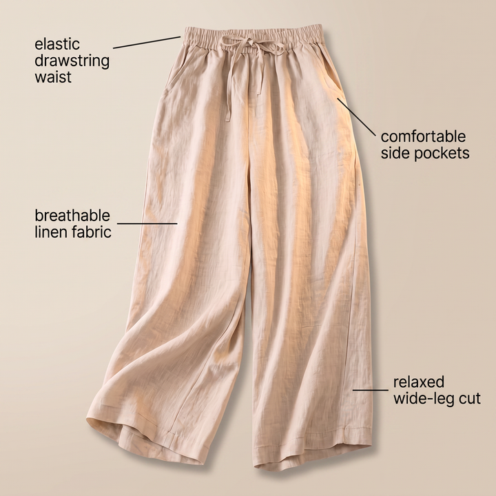 AVELINE DRAWSTRING LINEN PANTS