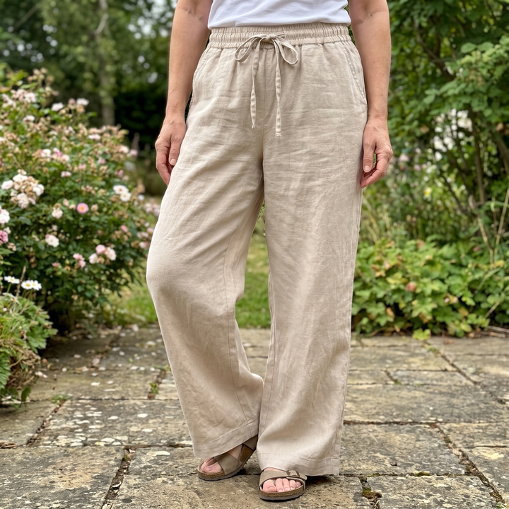 AVELINE DRAWSTRING LINEN PANTS