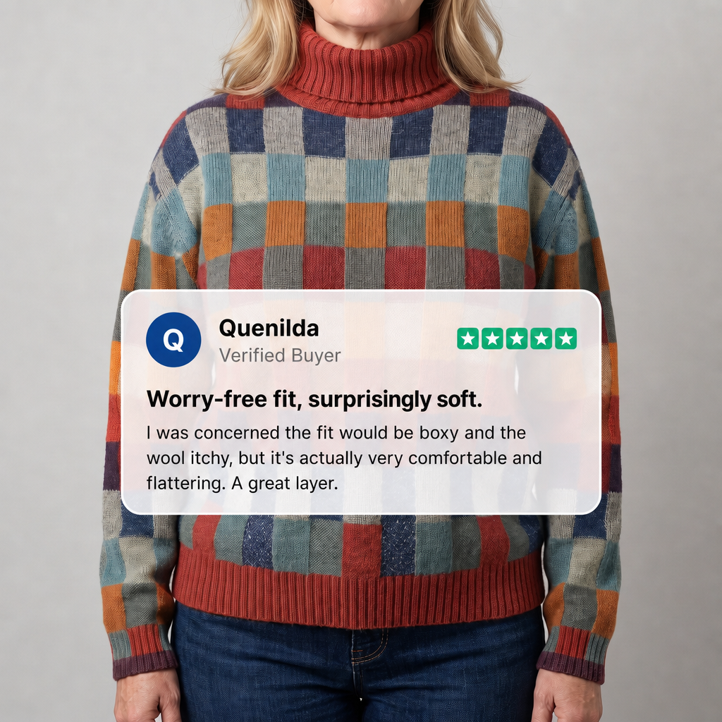 EMMA CHECKED MERINO SWEATER