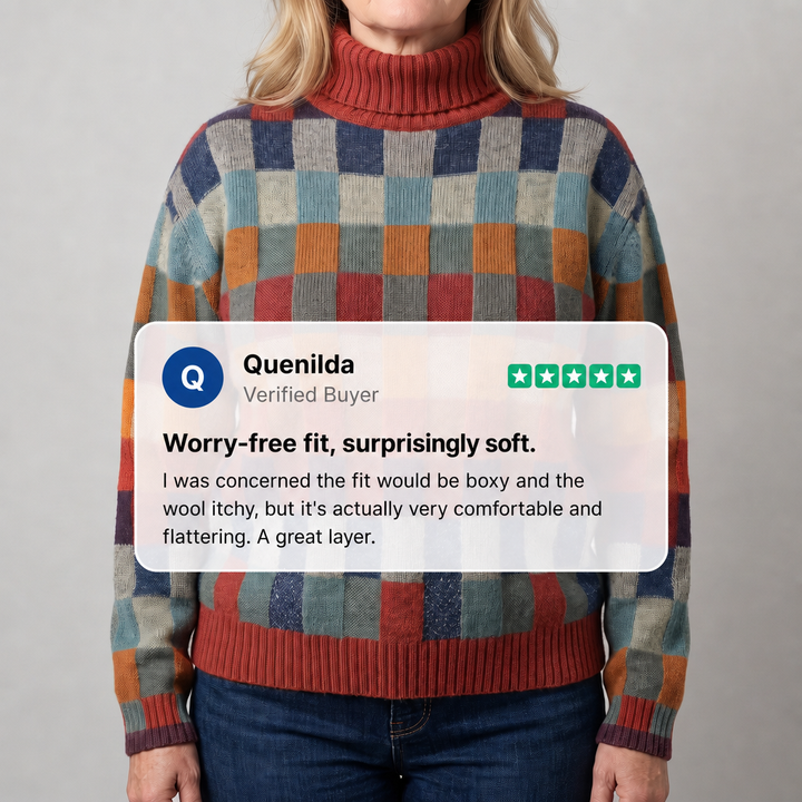 EMMA CHECKED MERINO SWEATER