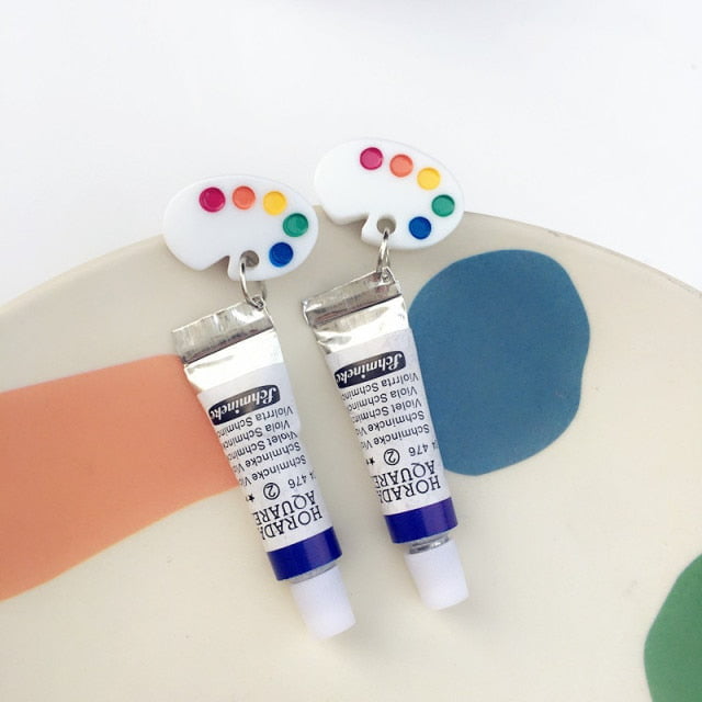 Acrylic tube &amp; Palette Earrings