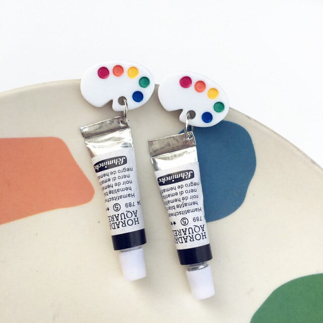Acrylic tube &amp; Palette Earrings