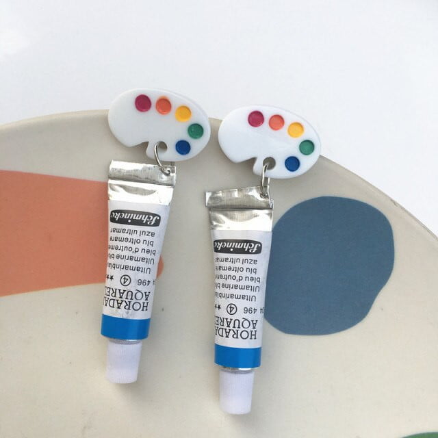 Acrylic tube &amp; Palette Earrings