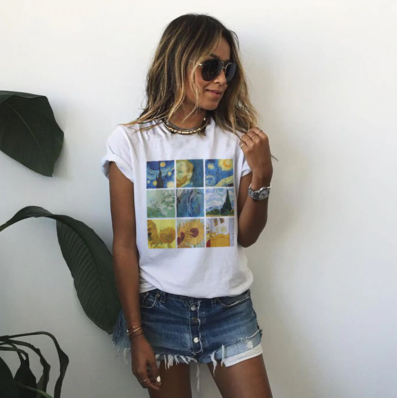 Van Gogh paintings grid - Unisex tshirt